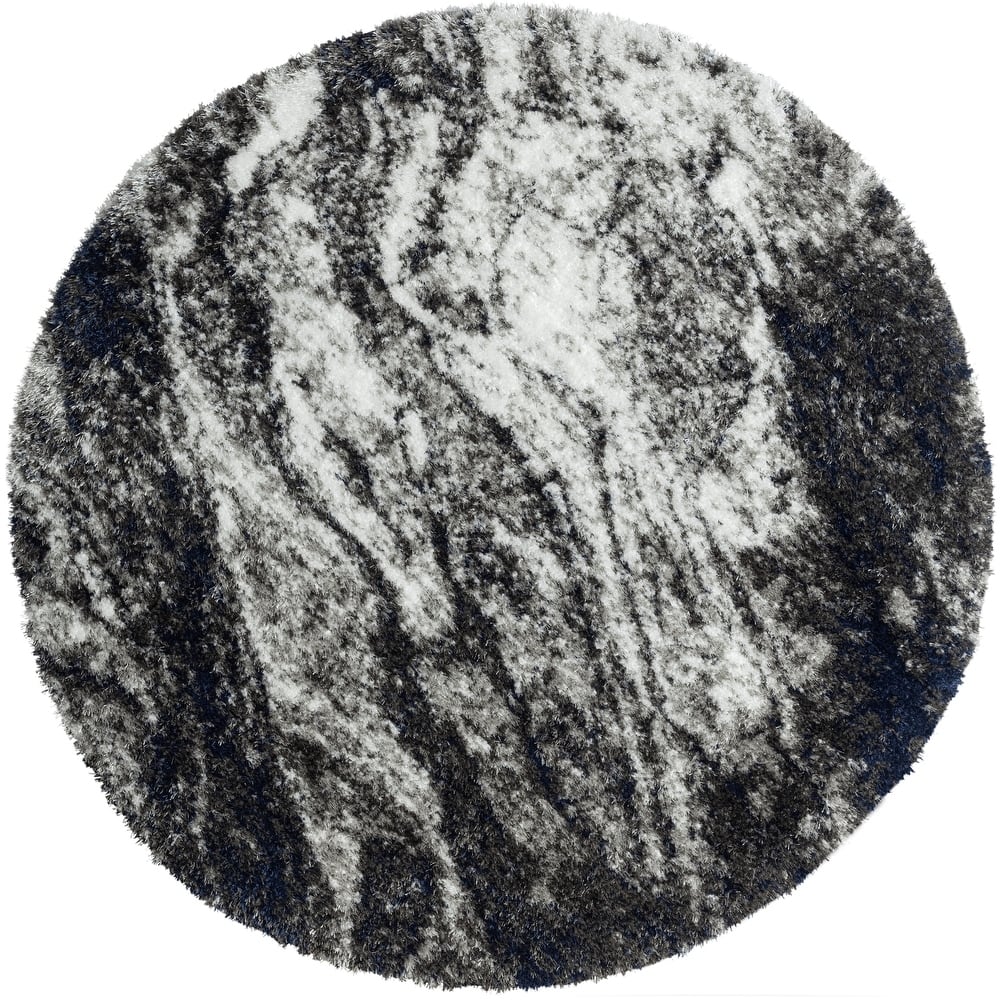 Zenith Abstract Shag Grey Area Rug