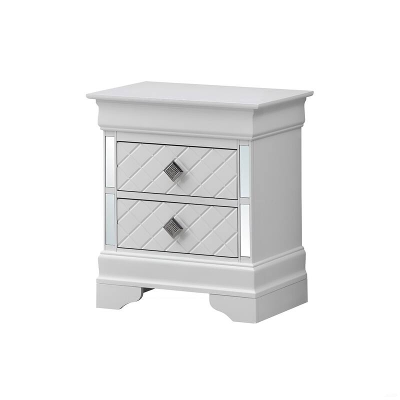 Silver Champagne Nightstand with Two Drawers