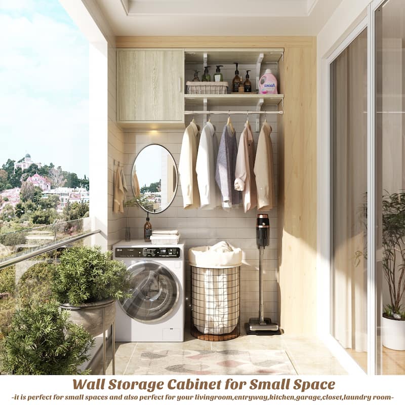 65''W Reversible Laundry Storage Cabinet with Doors and Storage Shelves and Shelf Towers