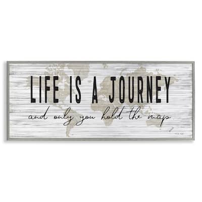 Stupell Life Is a Journey Rustic World Map Framed Wall Art, Design by Cindy Jacobs - Grey