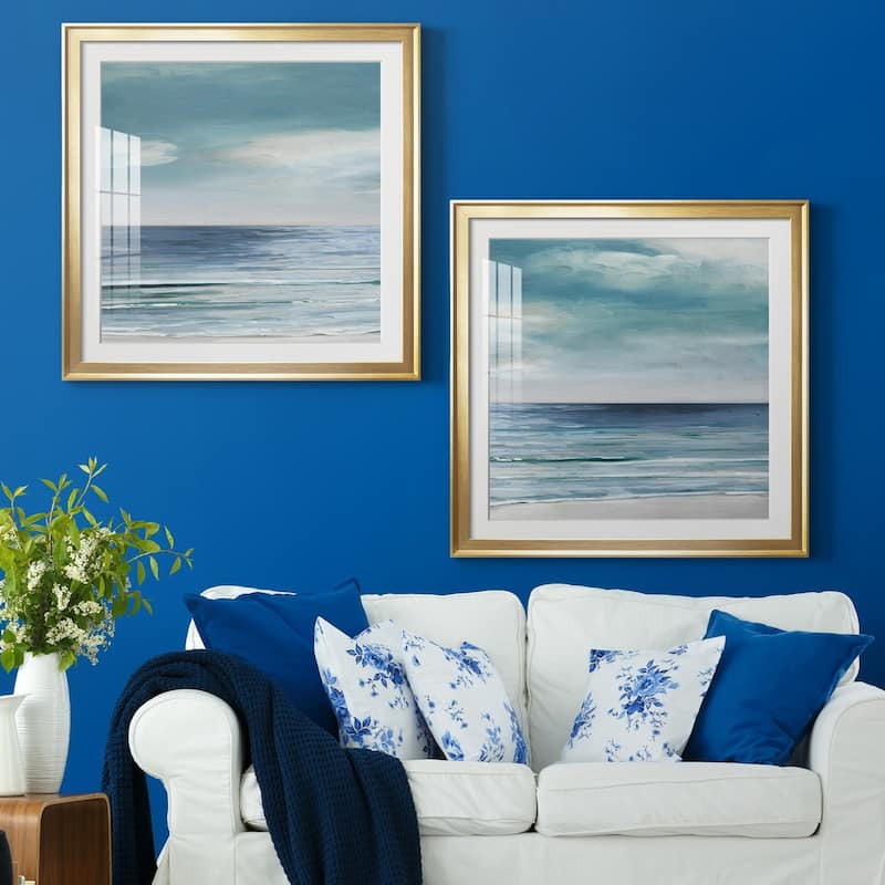 Blue Silver Shore I Premium Framed Print - Ready to Hang