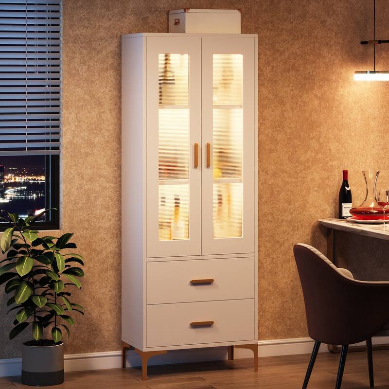 Bookshelf Bookcase with Doors and 2 Drawers for Living Room