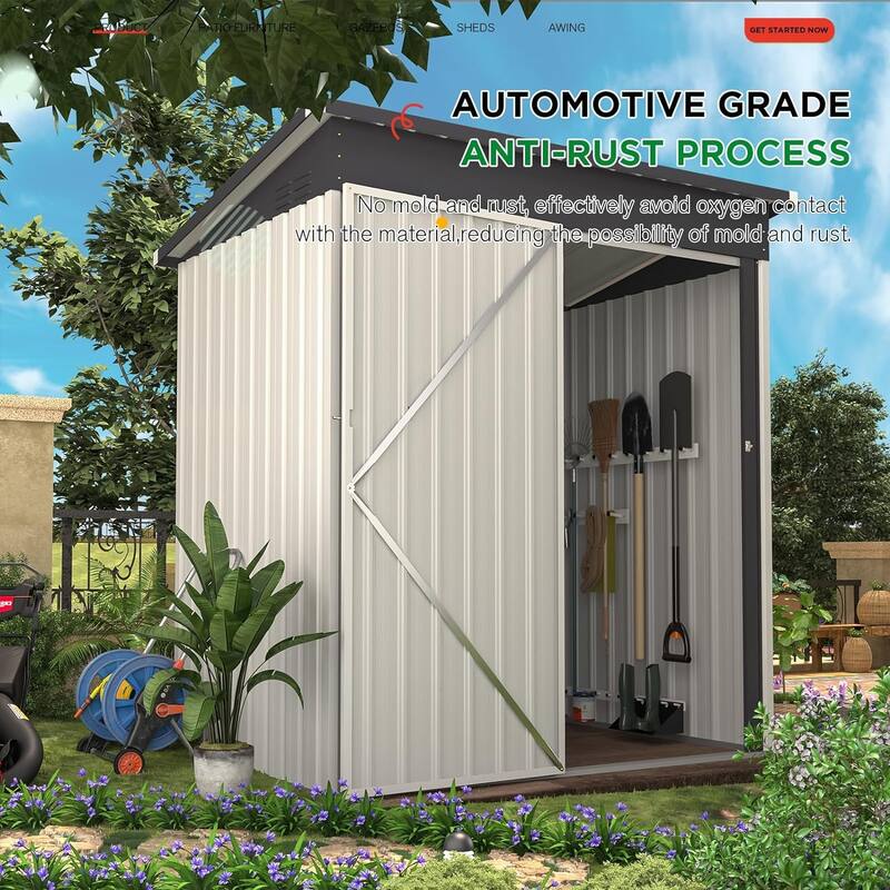 AECOJOY Outdoor Metal Storage Shed with Lockable Door