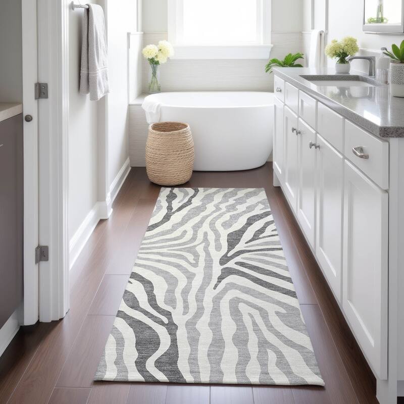 Machine Washable Indoor/ Outdoor Modern Prints Chantille Rug