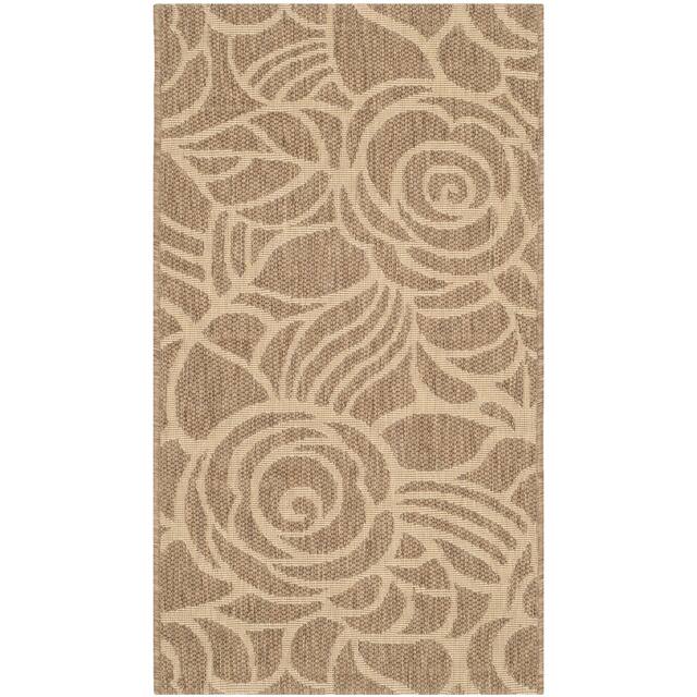 SAFAVIEH Courtyard Lorrayne Floral Geo Indoor/ Outdoor Area Rug - 2' x 3'7" - Coffee/Sand