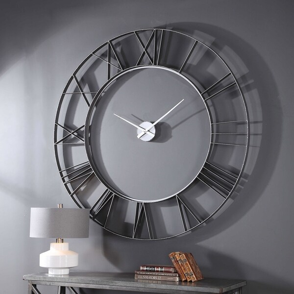 Uttermost 06458 Carroway 60" Round Oversized Floating Dial Wall Clock - Silver. Opens flyout.
