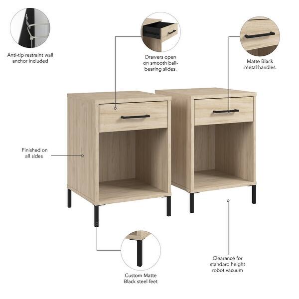 Bush Furniture Essence Living Room End Table with Drawer (Set of 2 ...