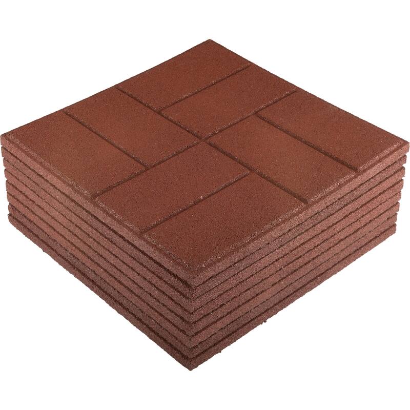 Pure Garden Rubber Deck Tiles 8-Pack - 28SQFT Outdoor Flooring Pavers