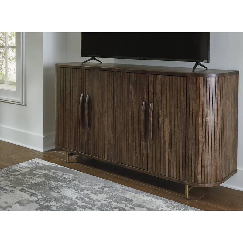 Signature Design by Ashley Amickly Dark Brown Accent Cabinet - 68" W x 18" D x 36.38" H