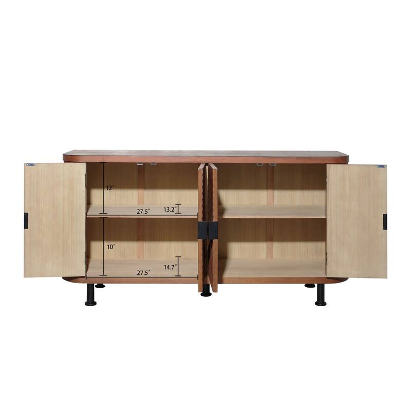 Modern Accent Buffet Cabinet Freestanding Sideboard Storage Cabinet with Adjustable Shelves and 4 Doors for Hallway, Entryway
