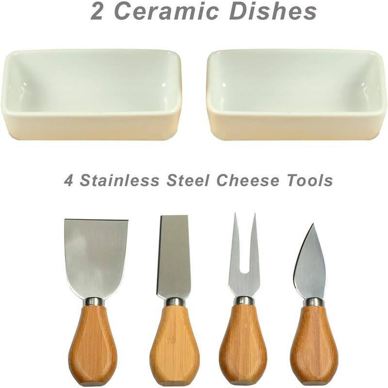 Personalized 7 piece Charcuterie Board with Bowls & Cheese Tools