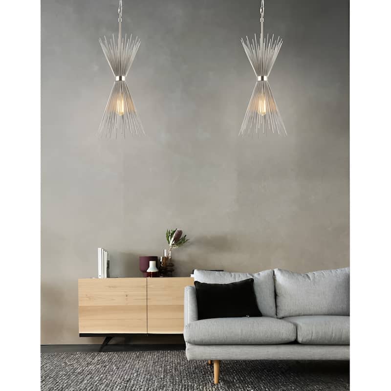 1 Light Sleek Metal Radiating Quills Pendant Lamp Spike Small Chandelier