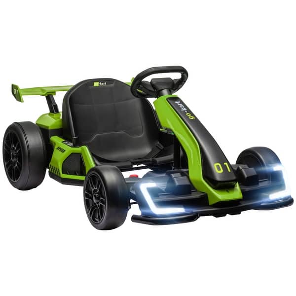 slide 2 of 10, Battery Powered 24V Drifting Go Kart Ride on Car with Adjustable Seat, 7.5 MPH Speed, Music, Horn, Lights for Kids Ages 6-12 Green