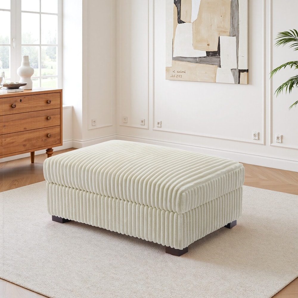 41" W Plush Corduroy Upholstered Rectangular Ottoman