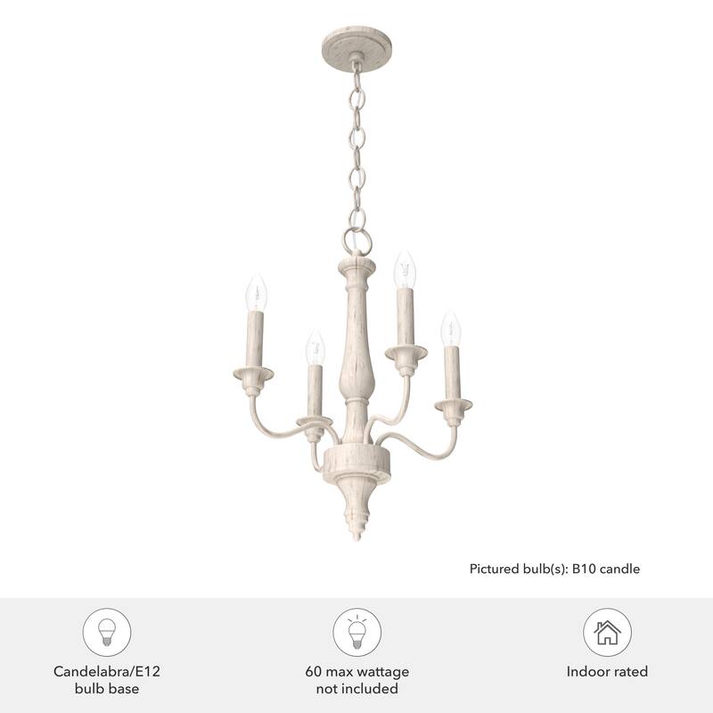 Hunter Teren 4-Light Chandelier - Island, Dining Room, Entry - Candle, Vintage, French Country, Farmhouse