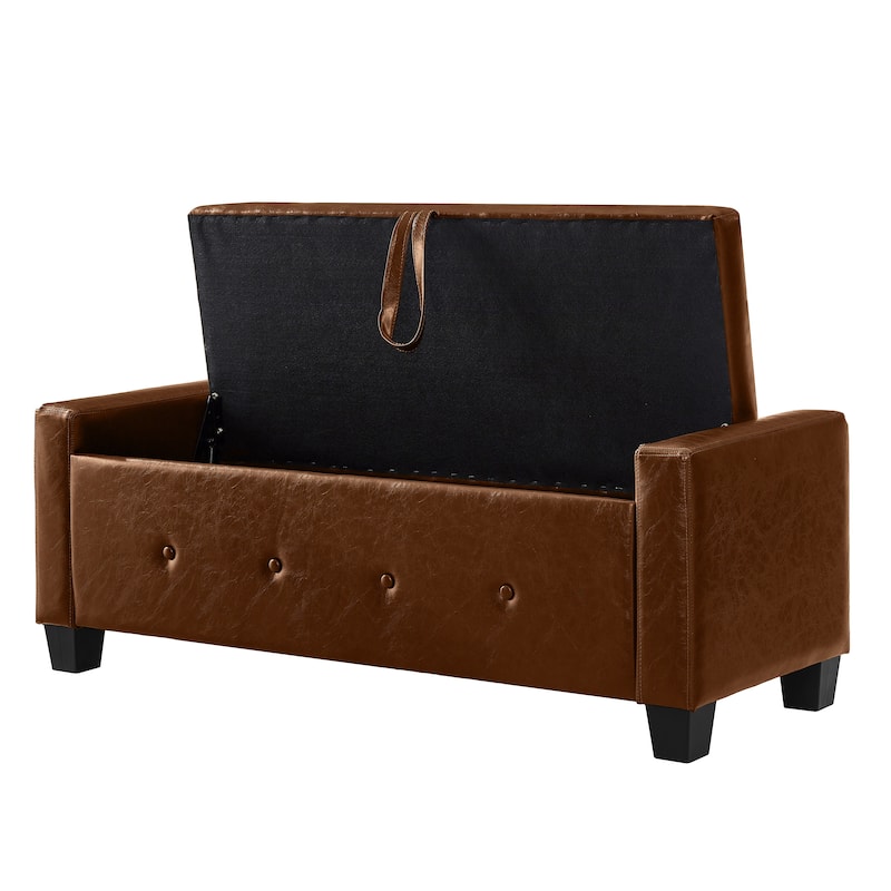 Multi-Functional 48" PU Leather Storage Ottoman Bench for Hallway & Entryway