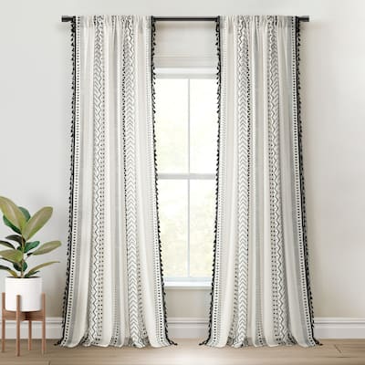 Lush Decor Hygge Boho Stripe Tassel Window Curtain Panels