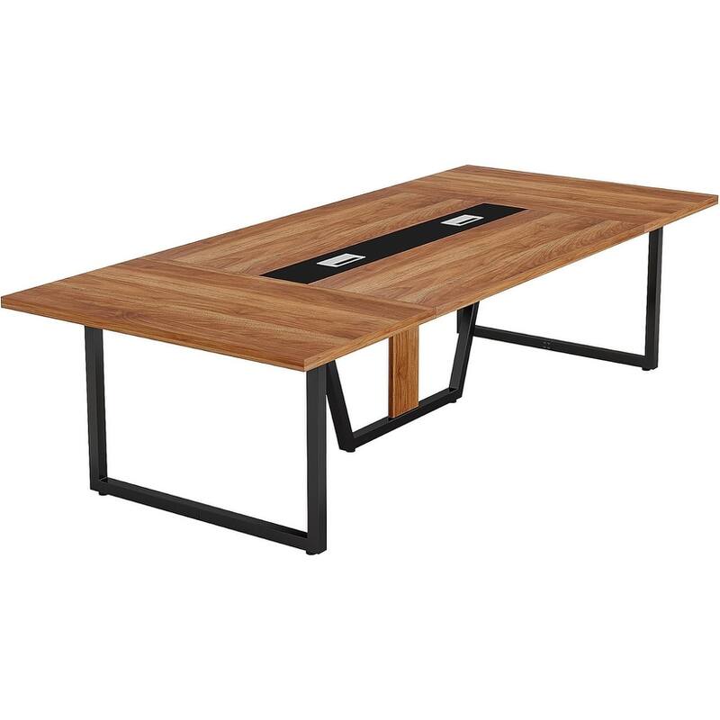 94" Conference Table for 8-10 People, with Cable Management Brown Walnut Finish