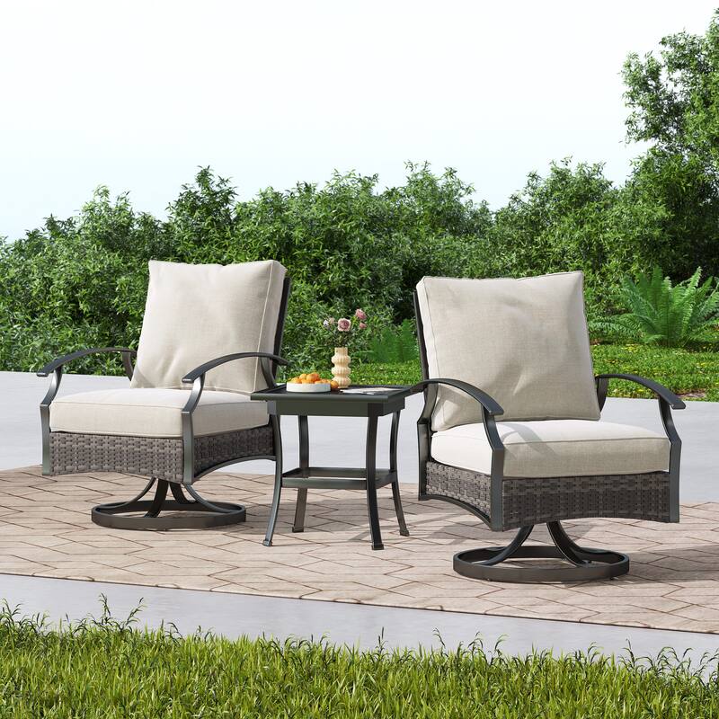 3-Piece Outdoor Swivel wicker Bistro Set