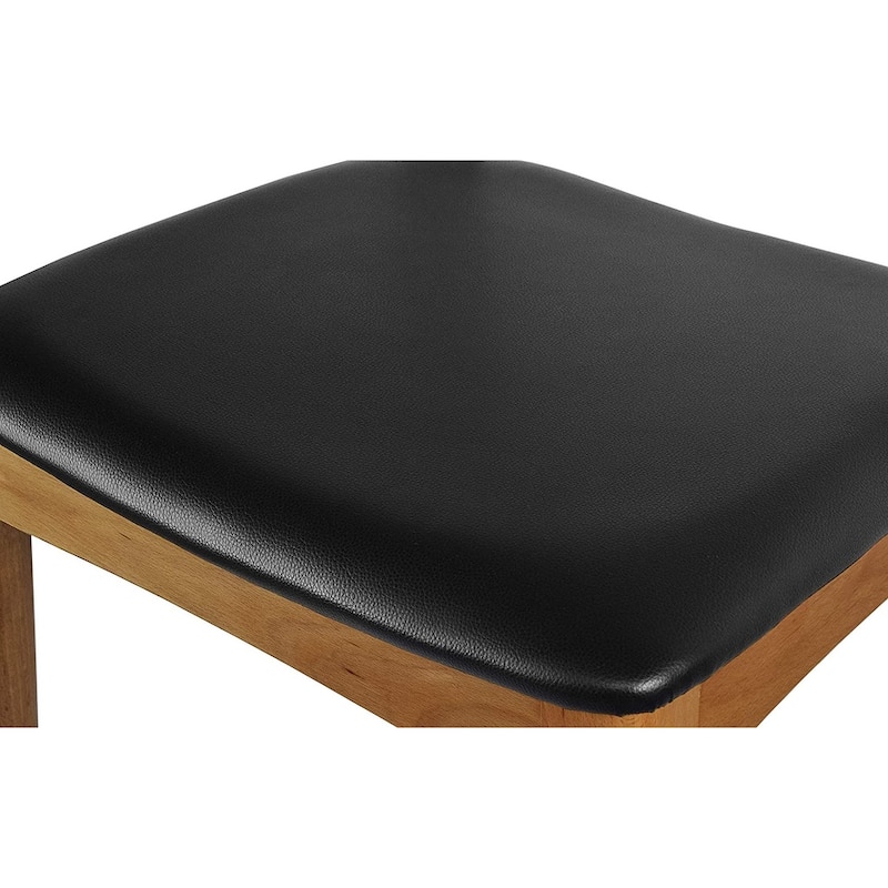 Solid Real Wood PU Leather Cushion Elbow Dining Chair Kitchen Padded Seat Bedroom Hotel Restaurant Work