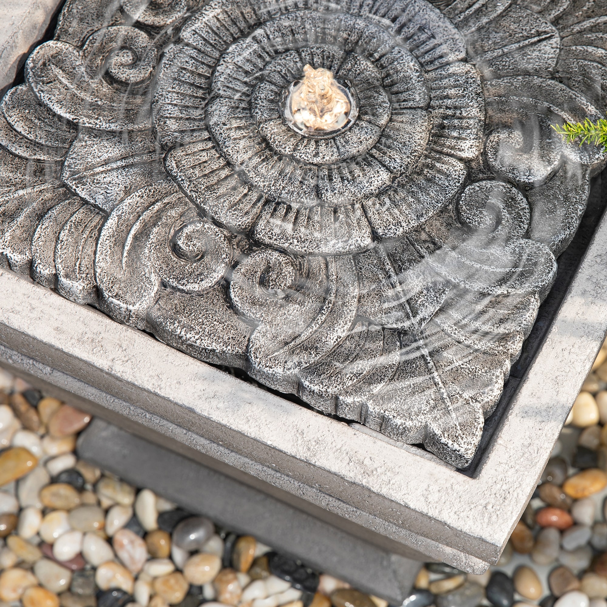 Details about   Glitzhome 17.5"H Elegant Stone Sculpture Outdoor Floor Water Fountain w/ LED New 