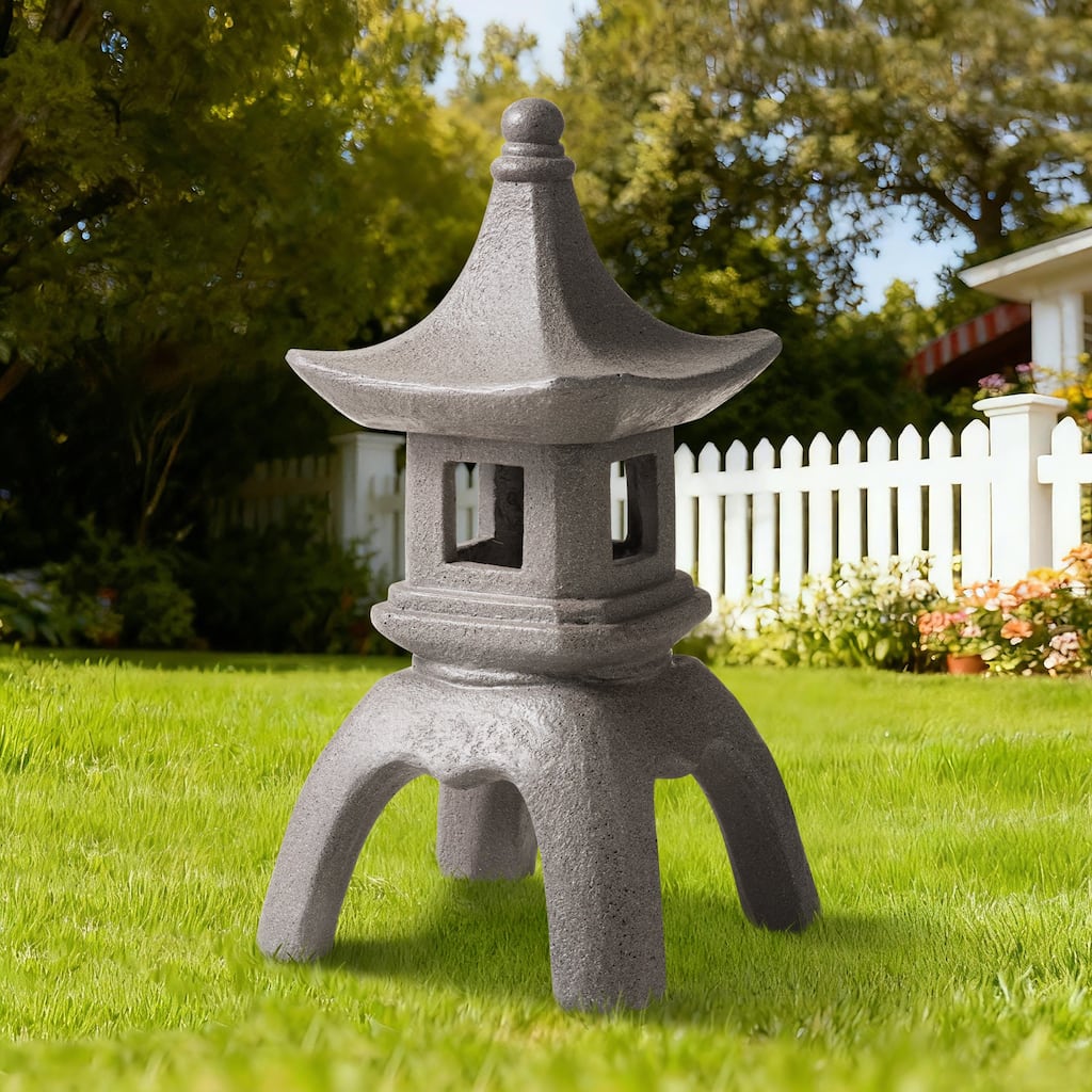Glitzhome MGO Faux Concrete Pagoda Garden Statue Indoor and Outdoor Decoration