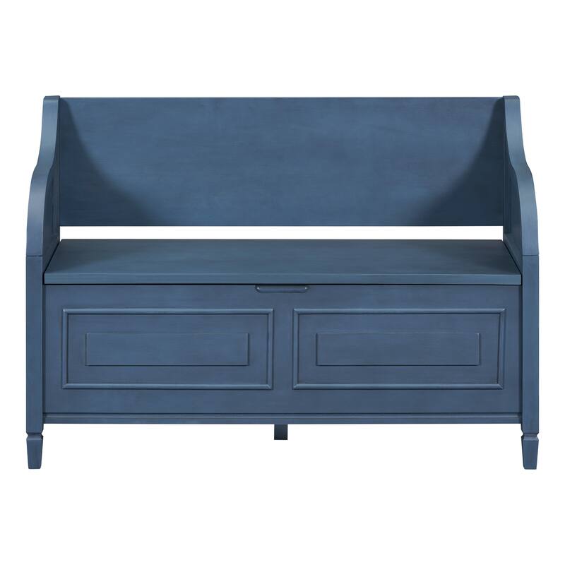 Rustic Style Solid wood Entryway Multifunctional Storage Bench with Safety Hinge