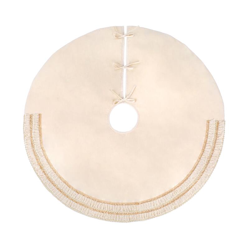 National Tree Company 52 in. HGTV Home Collection Fringe Detail Tree Skirt, Off White - 52 in