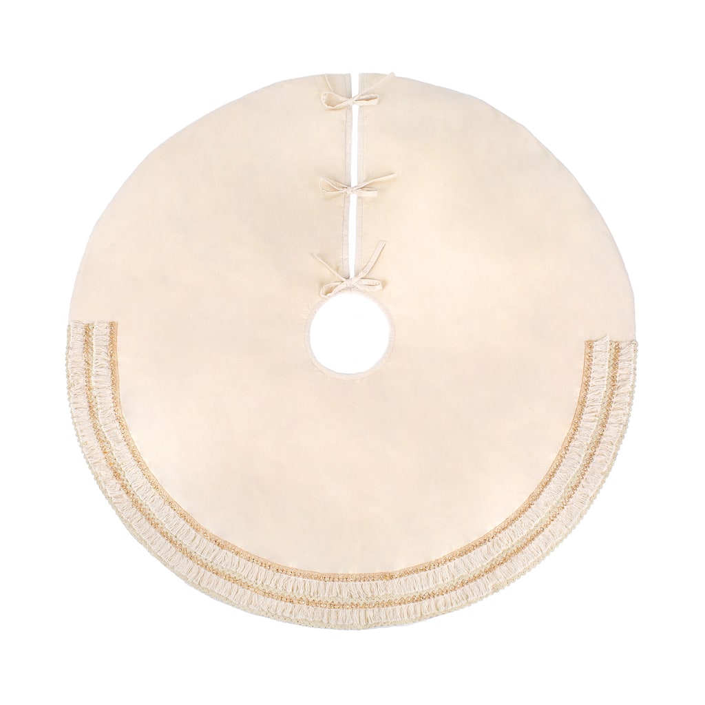National Tree Company 52 in. HGTV Home Collection Fringe Detail Tree Skirt, Off White - 52 in