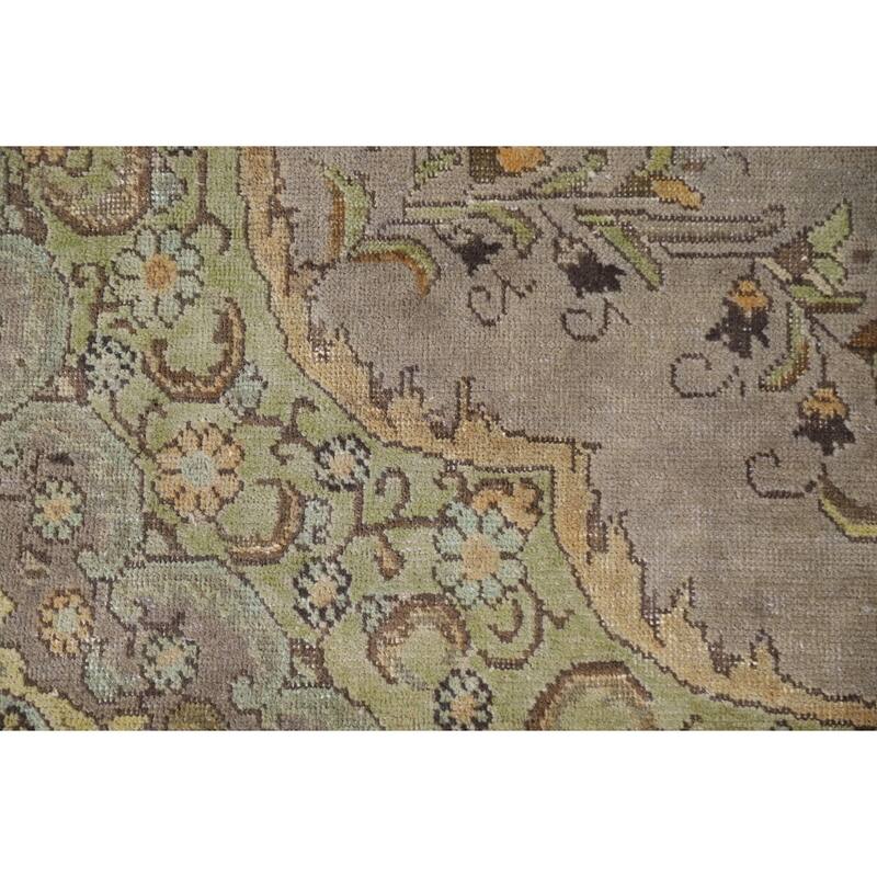 Hand Knotted Oriental 100% Wool Carpet Traditional Medallion Brown Tabriz Area Rug - 11' 0'' X 7' 8''