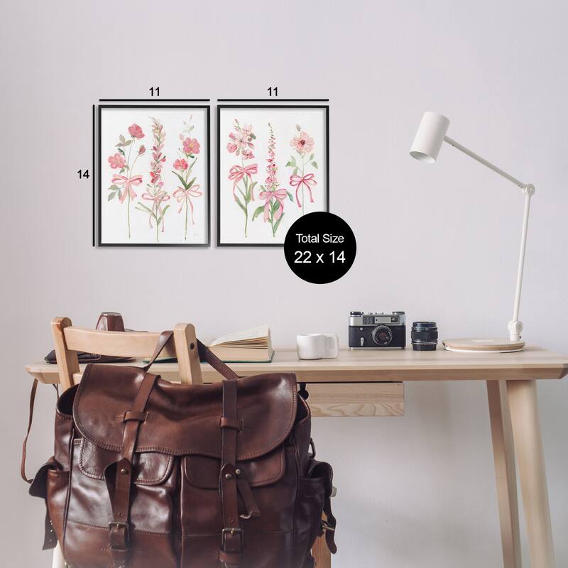 Stupell Soft Fresh Pastel Sprigs Framed Giclee Art Design By Sally Swatland (Set of 2)