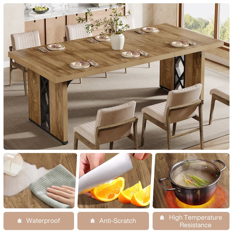 71" Modern Industrial Dining Table for 6-8 People