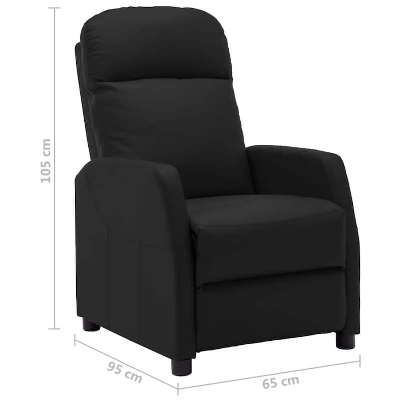 vidaXL Reclining Chair Black Faux Leather - 25.6" x 37.4" x 41.3"
