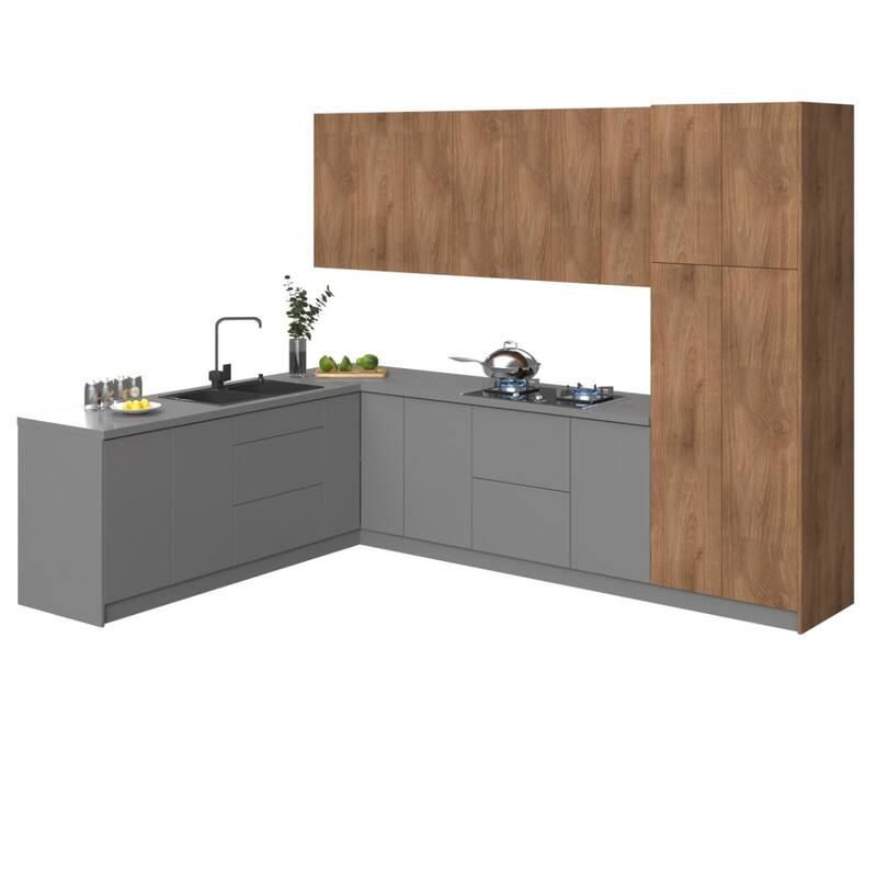 Kitchen Harmony Collection Gray & Black Color Base Size 8x10Ft Wide - 126x96 - Tan
