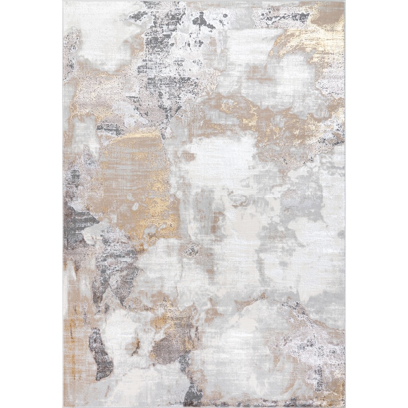 Camryn Collection Abstract Gray/Gold Transitional Area Rug