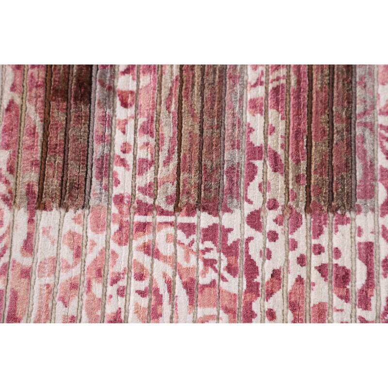 Striped Modern Abstract Oriental Accent Rug Handmade Wool Carpet - 2'7"x 4'10"