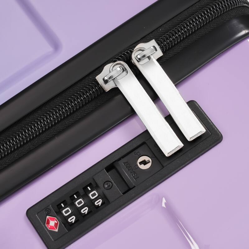 Luggage Set 3 Piece Glossy PC Suitcases with Spinner Wheels, Built-In TSA Lock and Foldable Duffel Bag, for Travel Men & Women