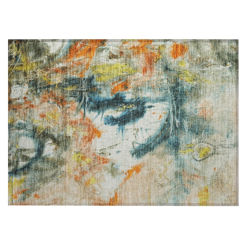Machine Washable Indoor/Outdoor Modern Artistry Chantille Rug