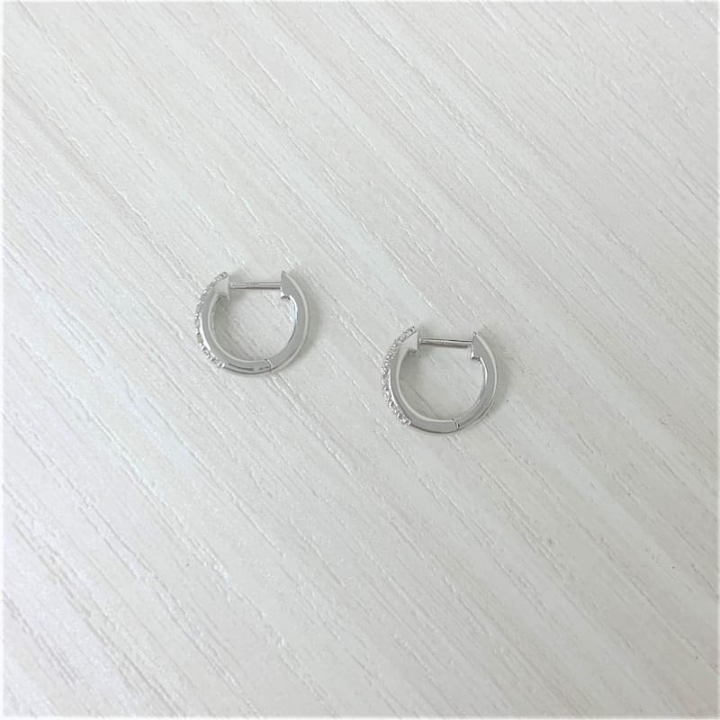 Joelle Collection Diamond Double Row Huggie Earring 14K White Gold 3/8 ct