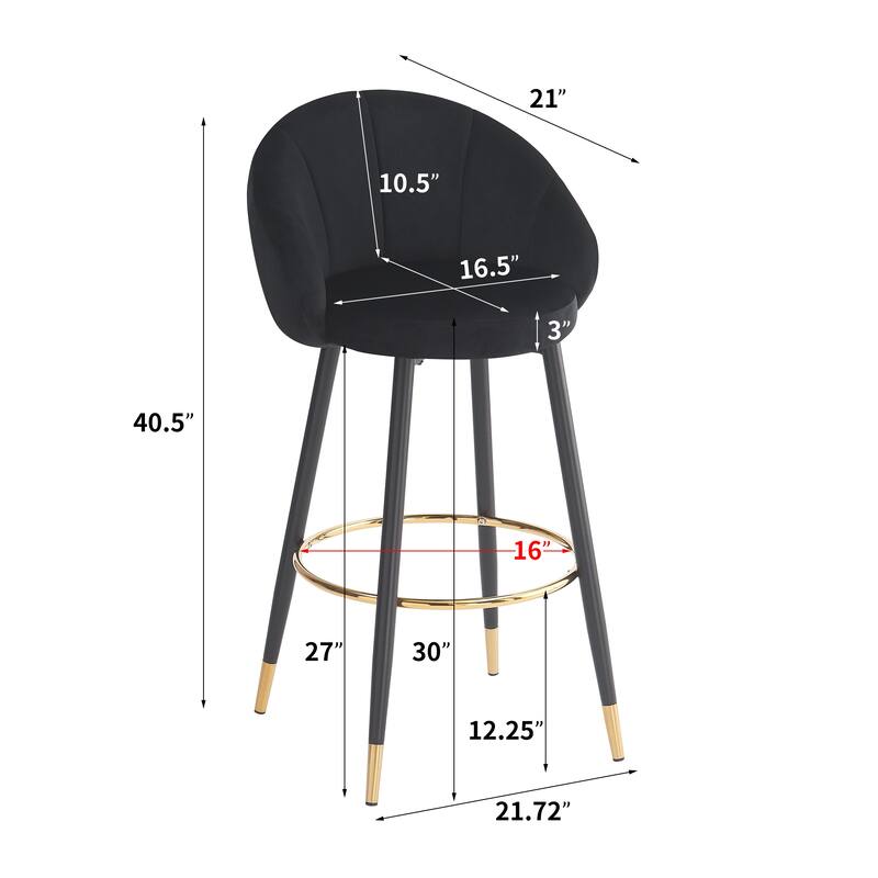 Christopher Knight Home - Riven Luxe 40.5" High Back Velvet Bar Stool Set with Gold Metal Accents