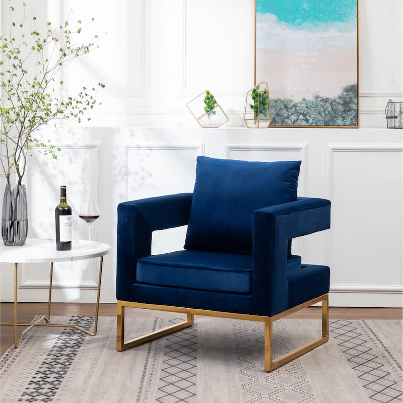 Blue 29.75" Polyester Arm Chair - Blue