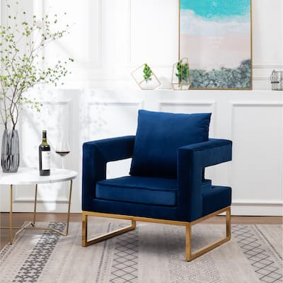 Blue 29.75" Polyester Arm Chair