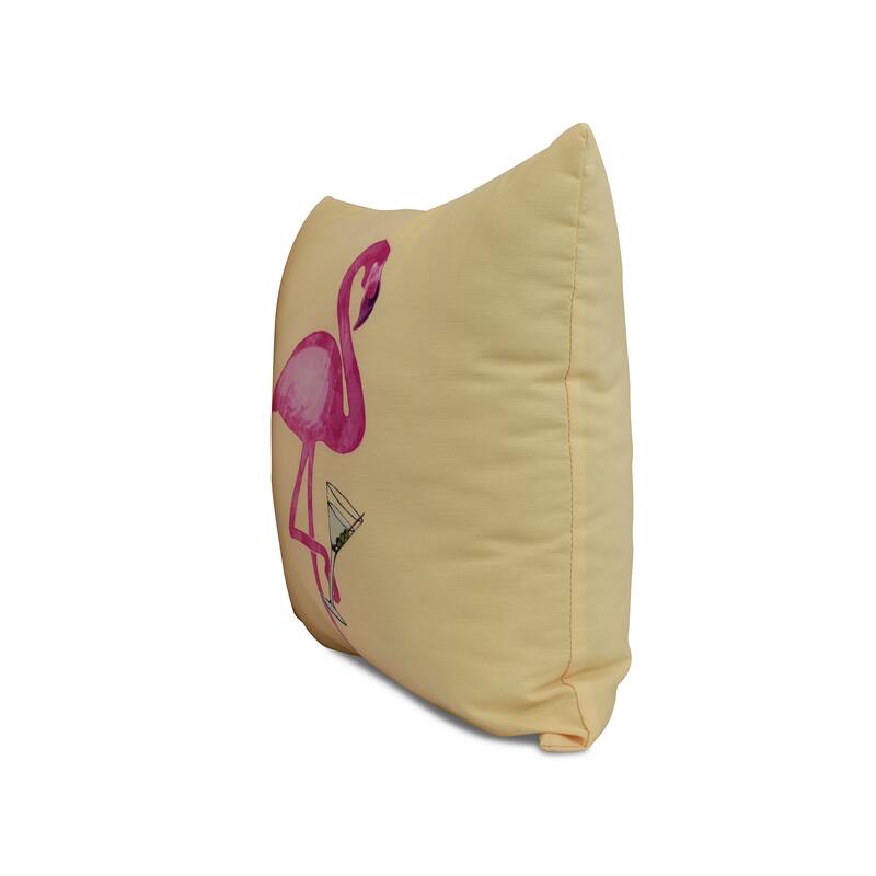 20 x 20 Inch Single Flamingo Animal Print Outdoor Pillow