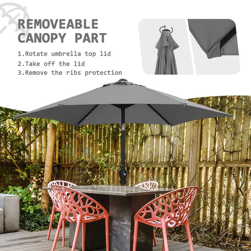 Autlaycil 7.5FT Solar Patio Umbrella with Base and Tilt,Crank