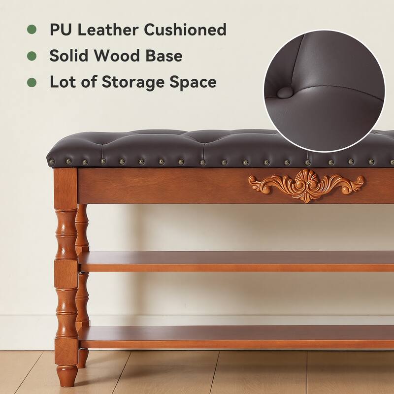 39-inch Solid Wood Storage Bench with Lift Top