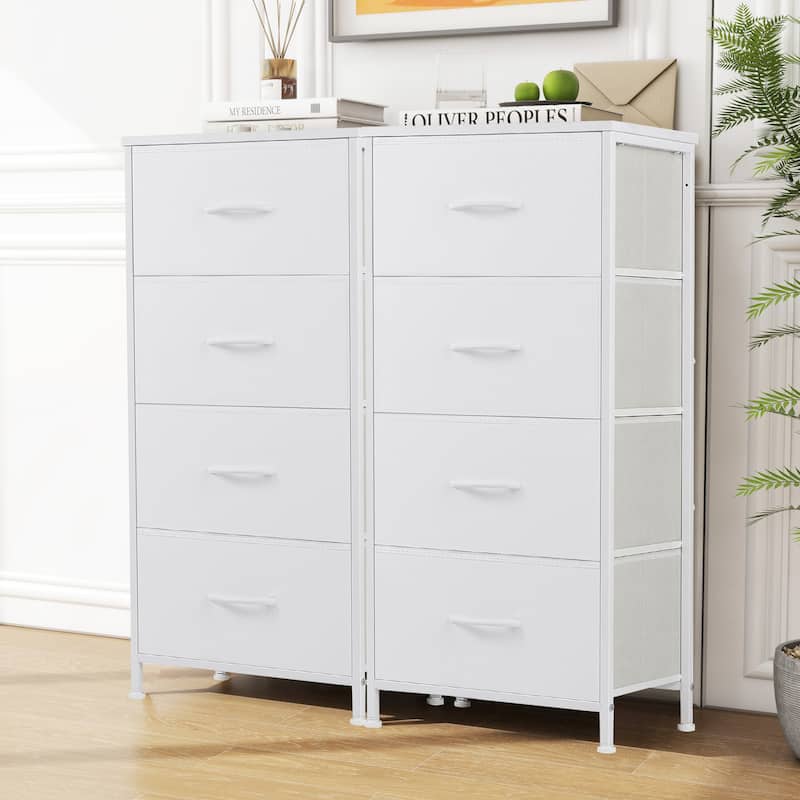 4 Drawers Dresser Storage Organizer Unit w/Removable Fabric Bins, Steel Frame Wood Top