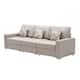 Beige Linen Fabric Sofa with Pillows and Interchangeable Legs - Bed ...