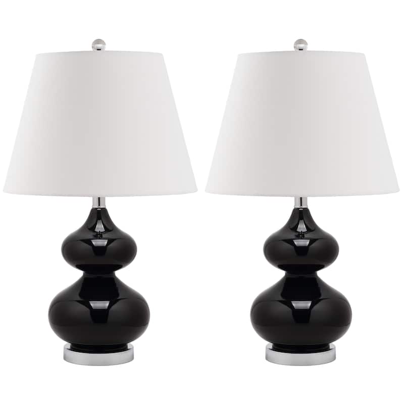 SAFAVIEH Lighting Kimberely 24-inch Double Gourd Glass White Table Lamp (Set of 2) - 14"x14"x24" - 14Wx14Dx24H