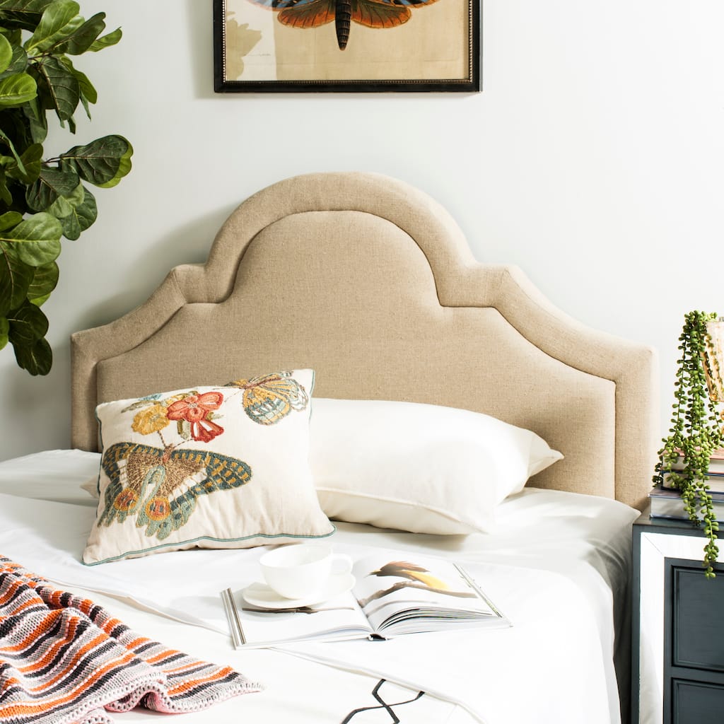 SAFAVIEH Reyna Hemp Linen Upholstered Arched Headboard