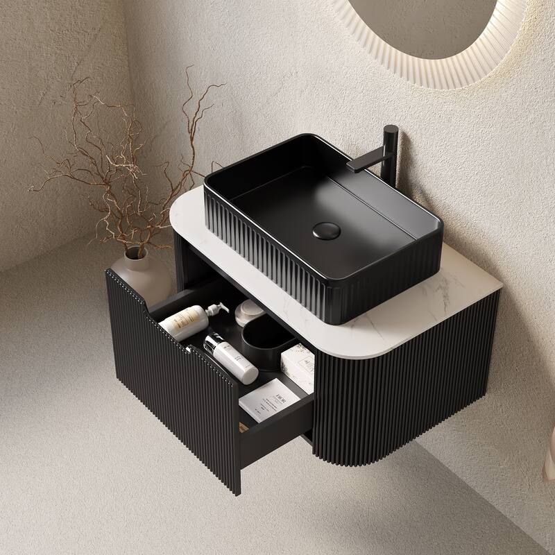 Wall-Mounted Floating Bathroom Vanity with Sink